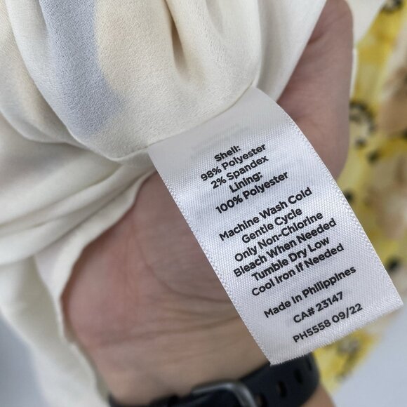 TALBOTS Yellow Floral Crepe Midi Dress Size 12 Pippy Poppies Missing Belt - Picture 10 of 12